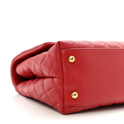 Chanel Caviar Quilted Small Coco Handle Flap Red 9 of 11