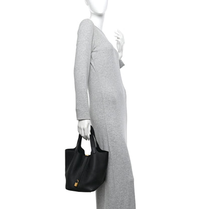 Hermes Taurillon Clemence Picotin Lock 22 MM Black 2 of 10