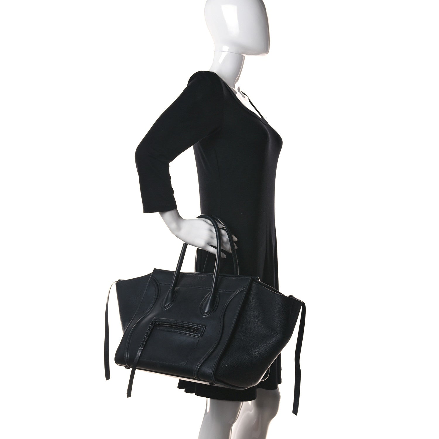 Celine Supple Calfskin Medium Phantom Luggage Black 2 of 10