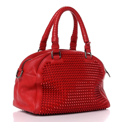 Christian Louboutin Grained Calfskin Studded Panettone Bowling Bag Red 3 of 17