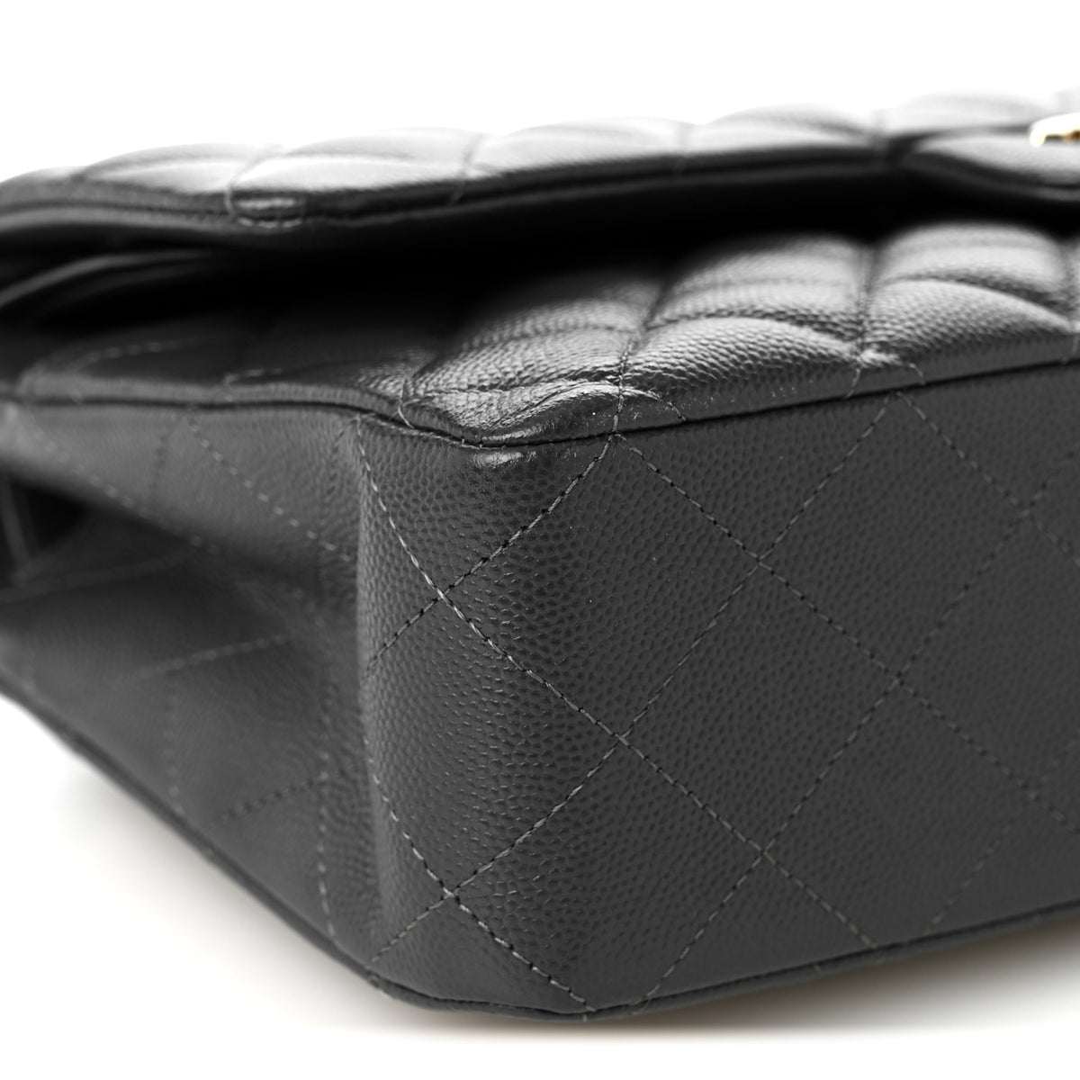 Chanel Caviar Quilted Medium Double Flap Dark Grey 9 of 10
