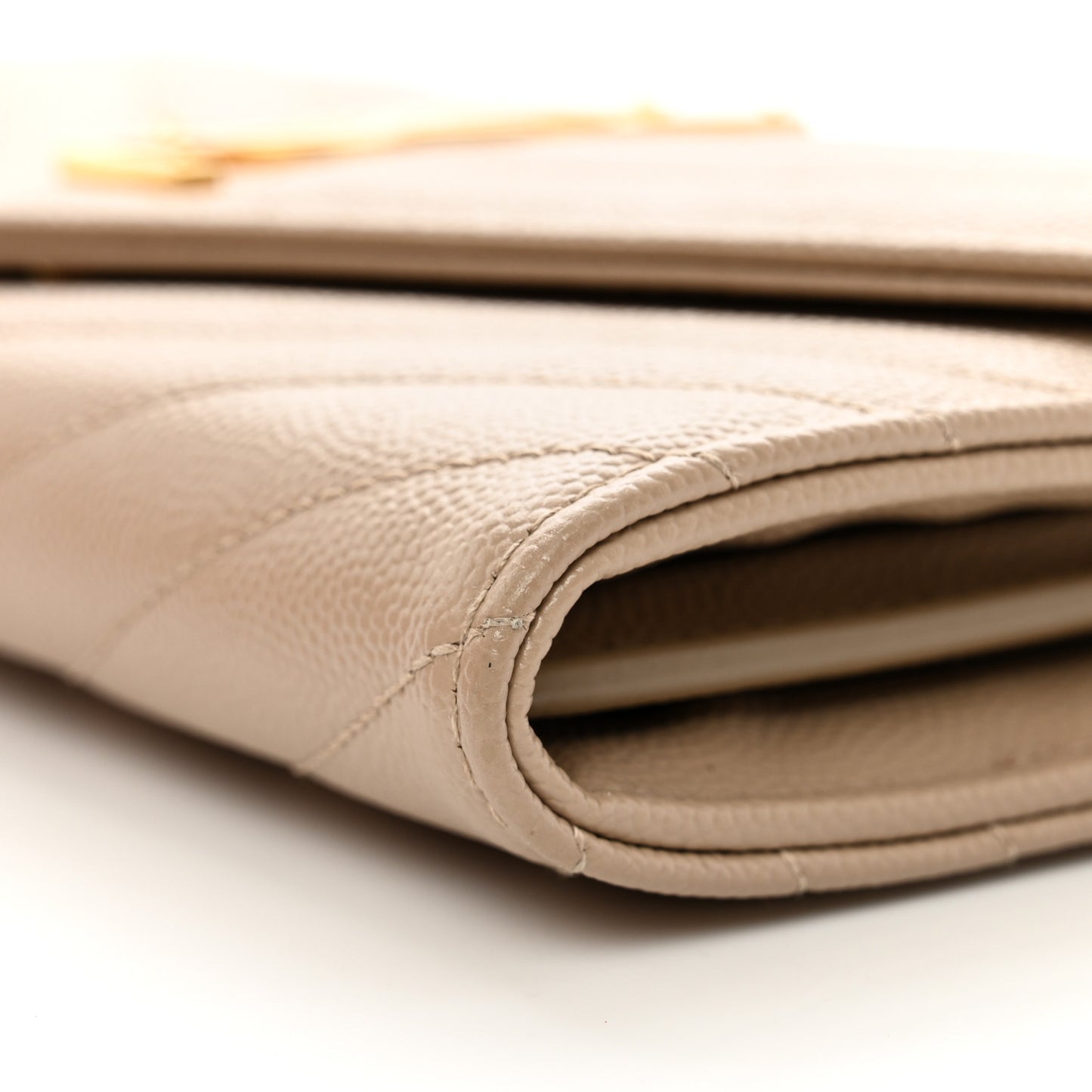 Grain De Poudre Matelasse Chevron Monogram Flap Wallet Dark Beige