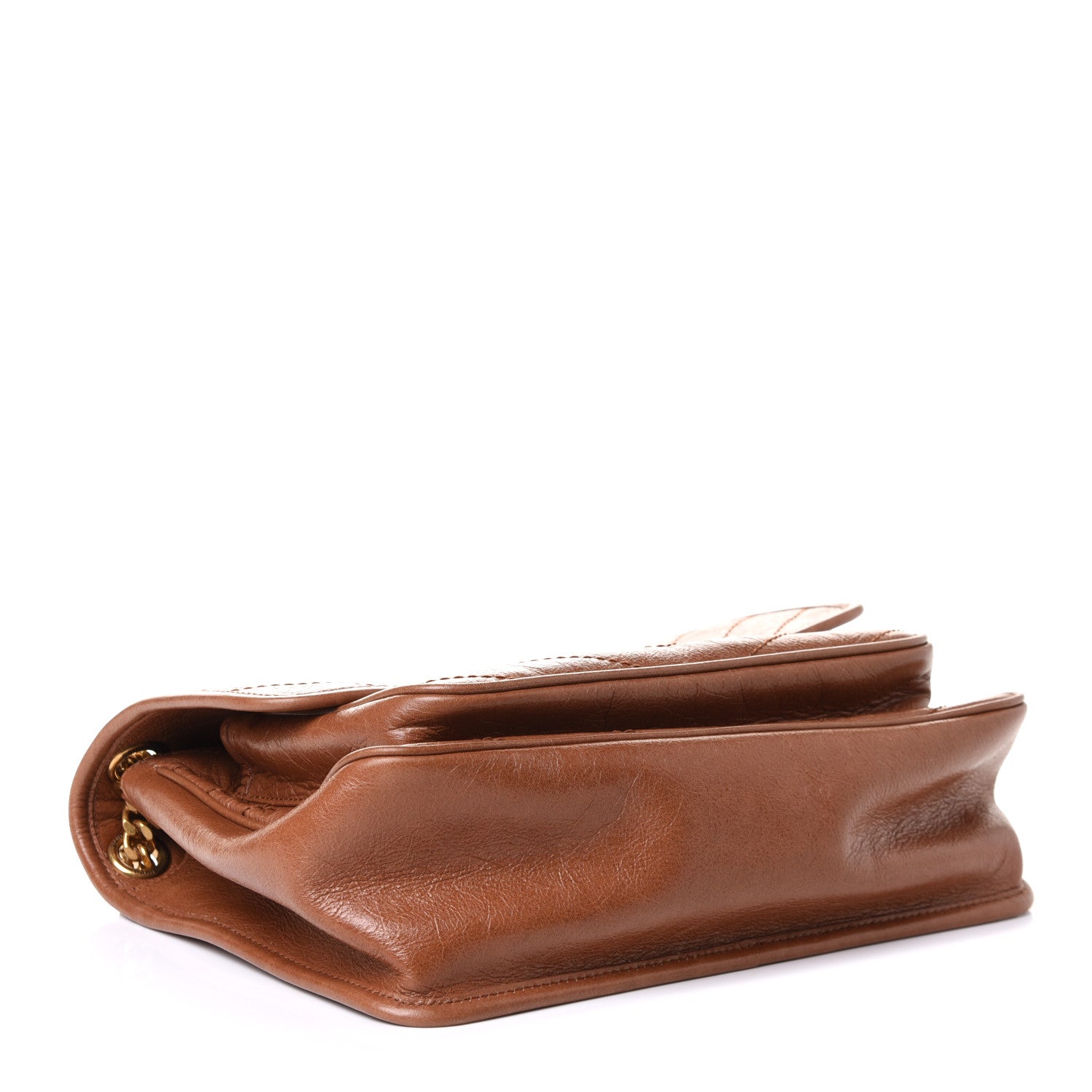 Saint Laurent Crinkled Calfskin Matelasse Monogram Medium Niki Chain Satchel Caramel 4 of 9