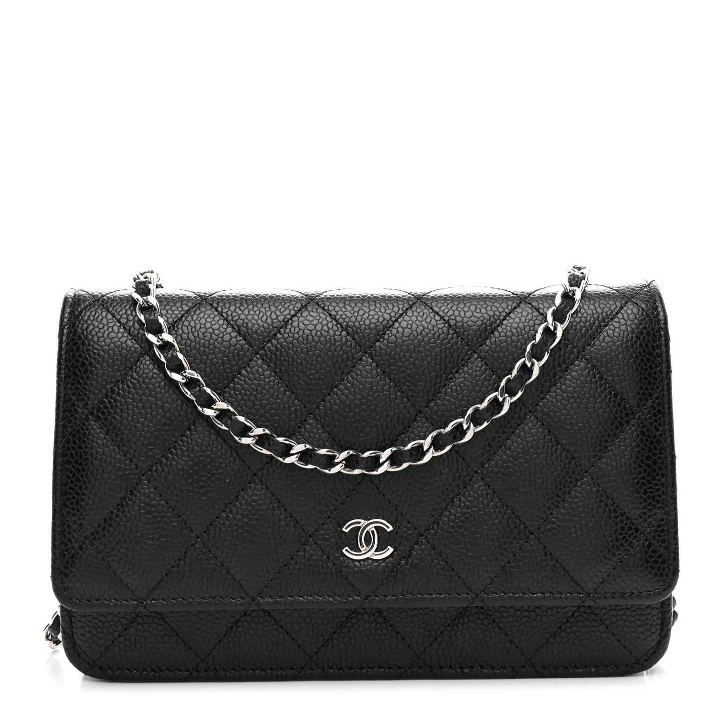Caviar Quilted Wallet on Chain WOC Black