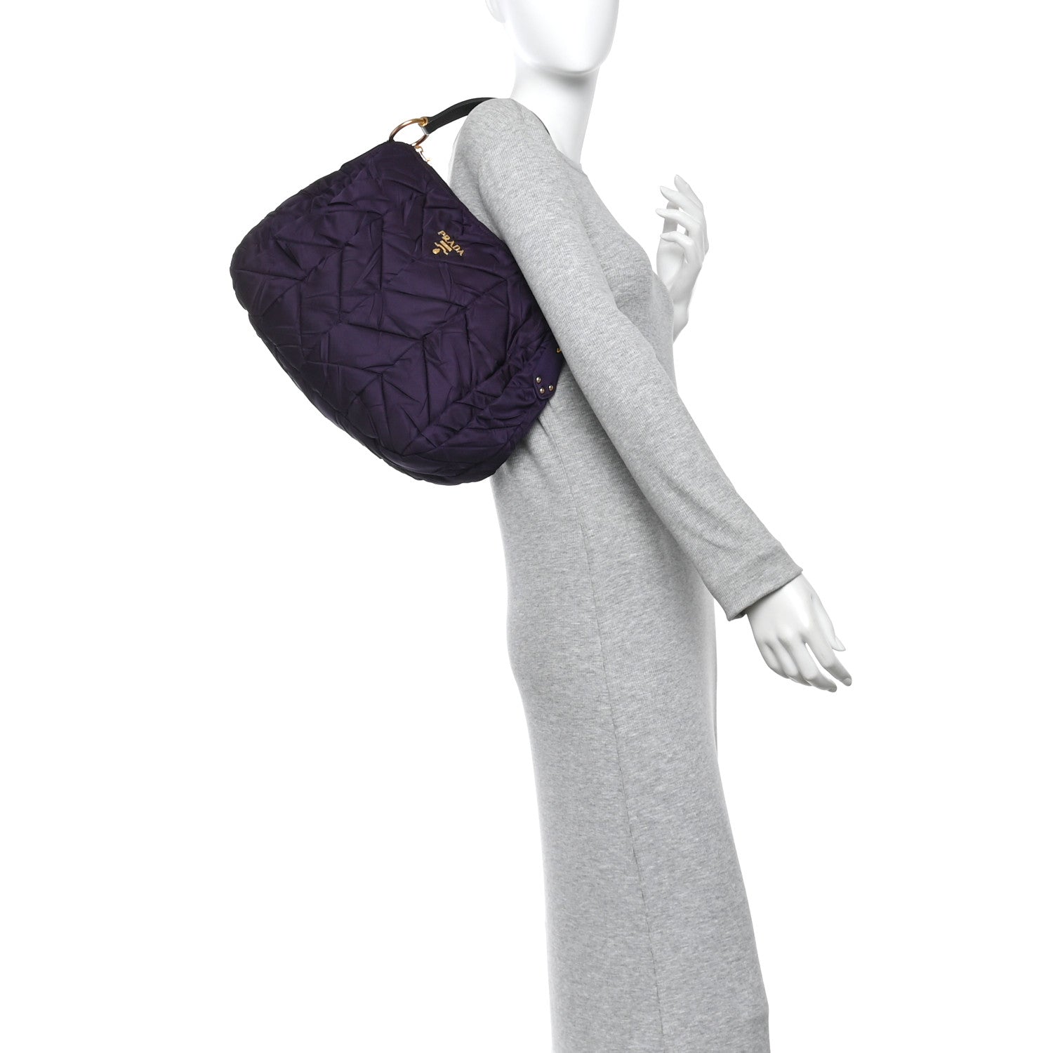 Prada Tessuto Nylon Chevron Quilted Shoulder Bag Indaco 2 of 10