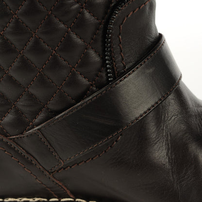 Chanel Calfskin Quilted Biker Boots 40 Dark Brown 9 of 10