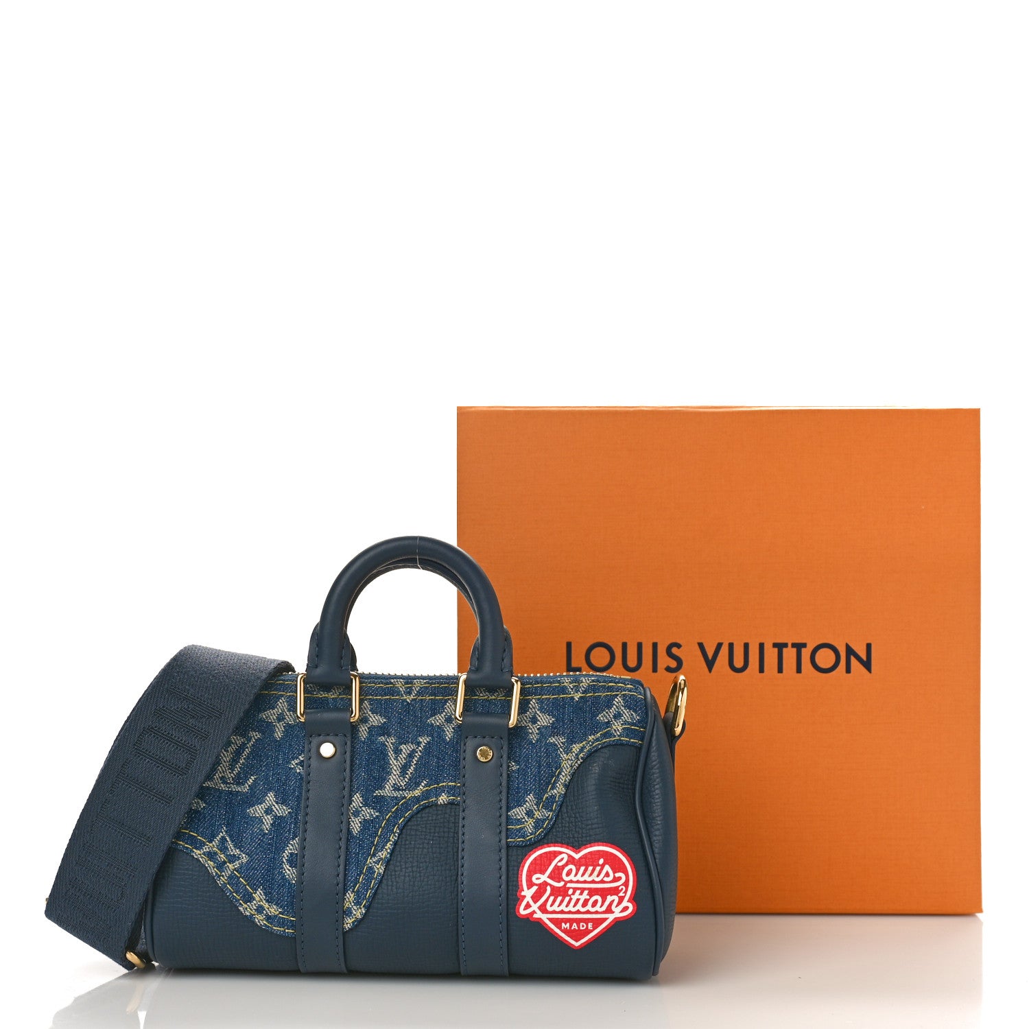 Louis Vuitton X NIGO Taurillon Monogram Denim Drip Keepall XS Blue 9 of 9