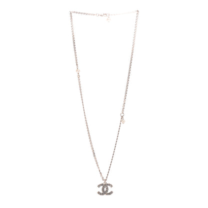 Chanel Pearl Crystal CC Pendant Necklace Gold 3 of 5