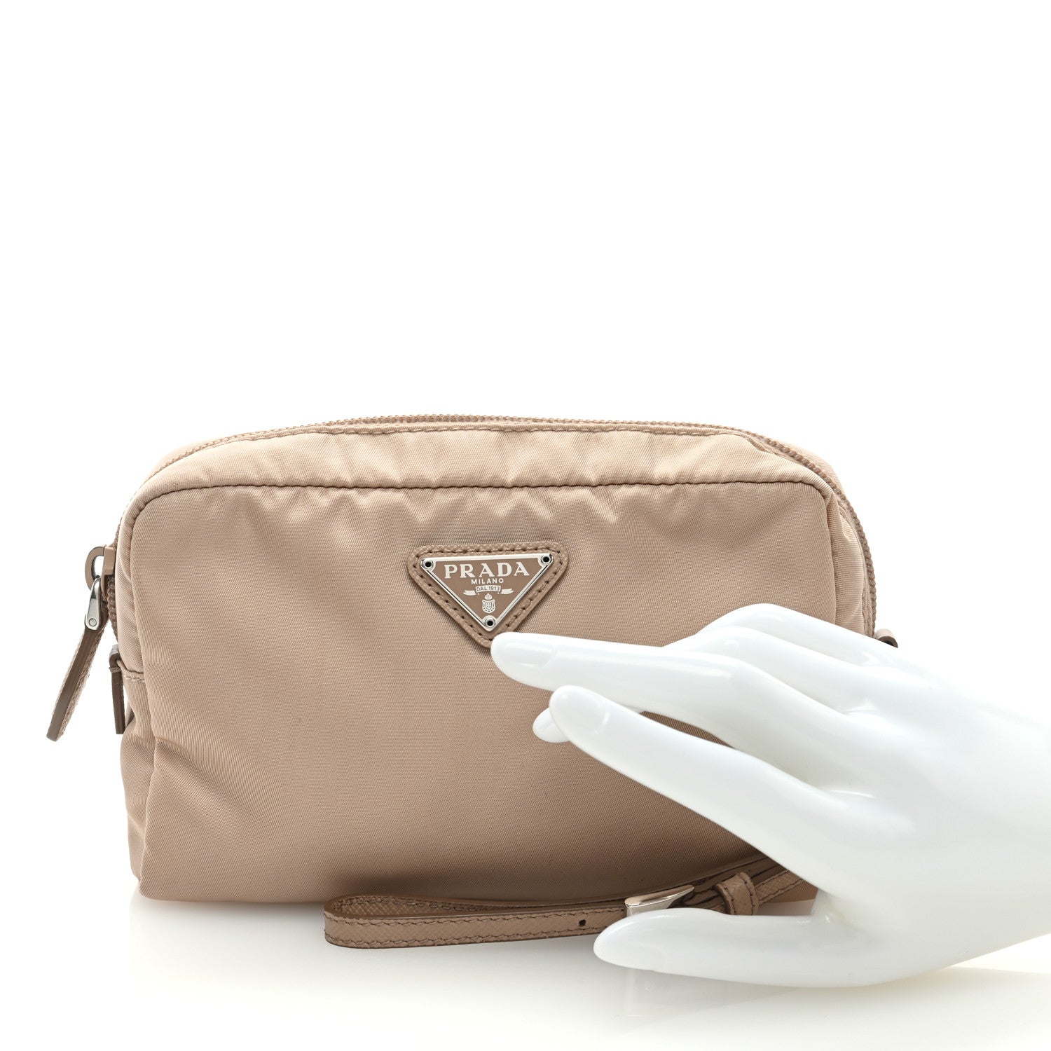 Prada Tessuto Nylon Saffiano Wristlet Cammeo 2 of 6