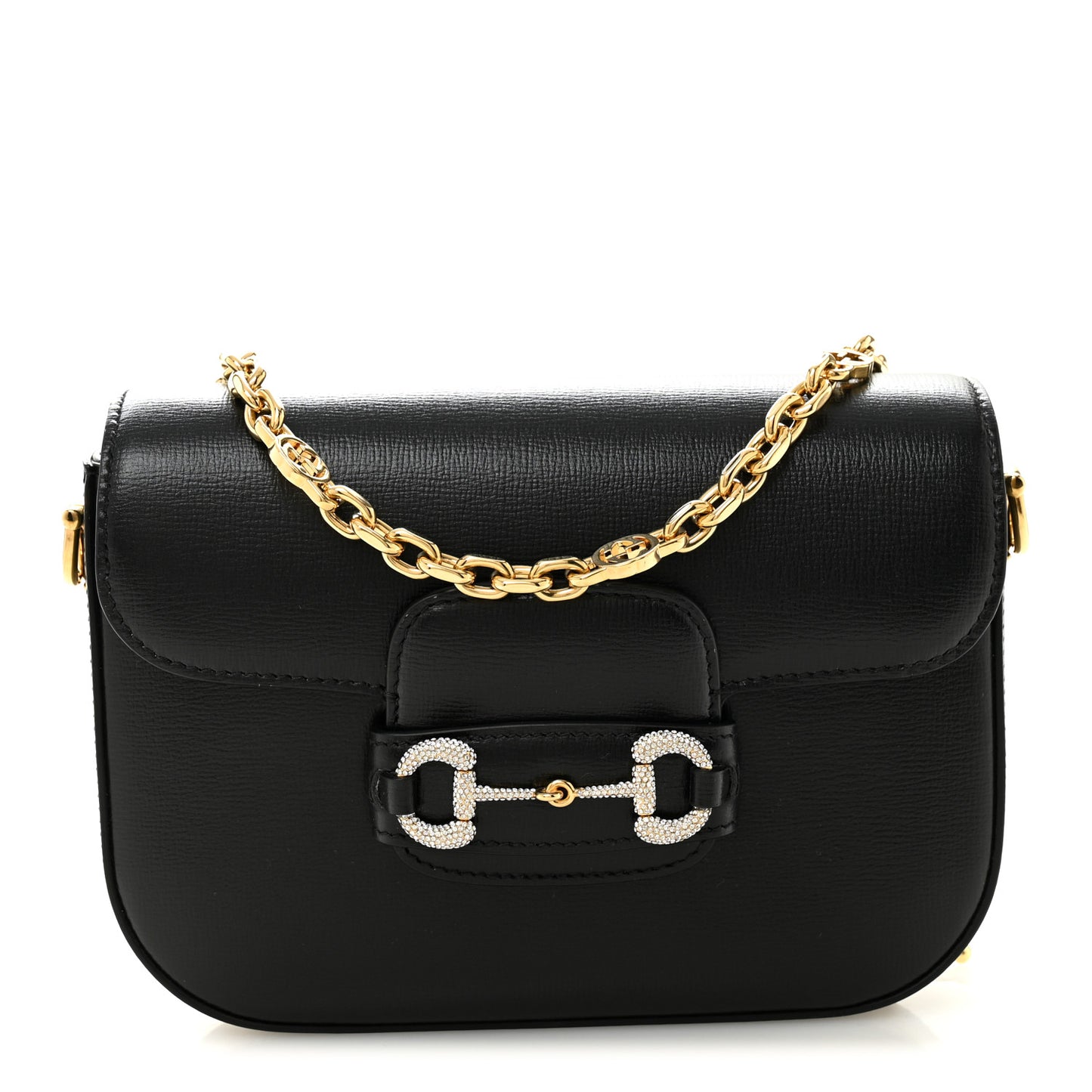 Azalea Calfskin Mini Crystal Horsebit 1955 Shoulder Bag Black