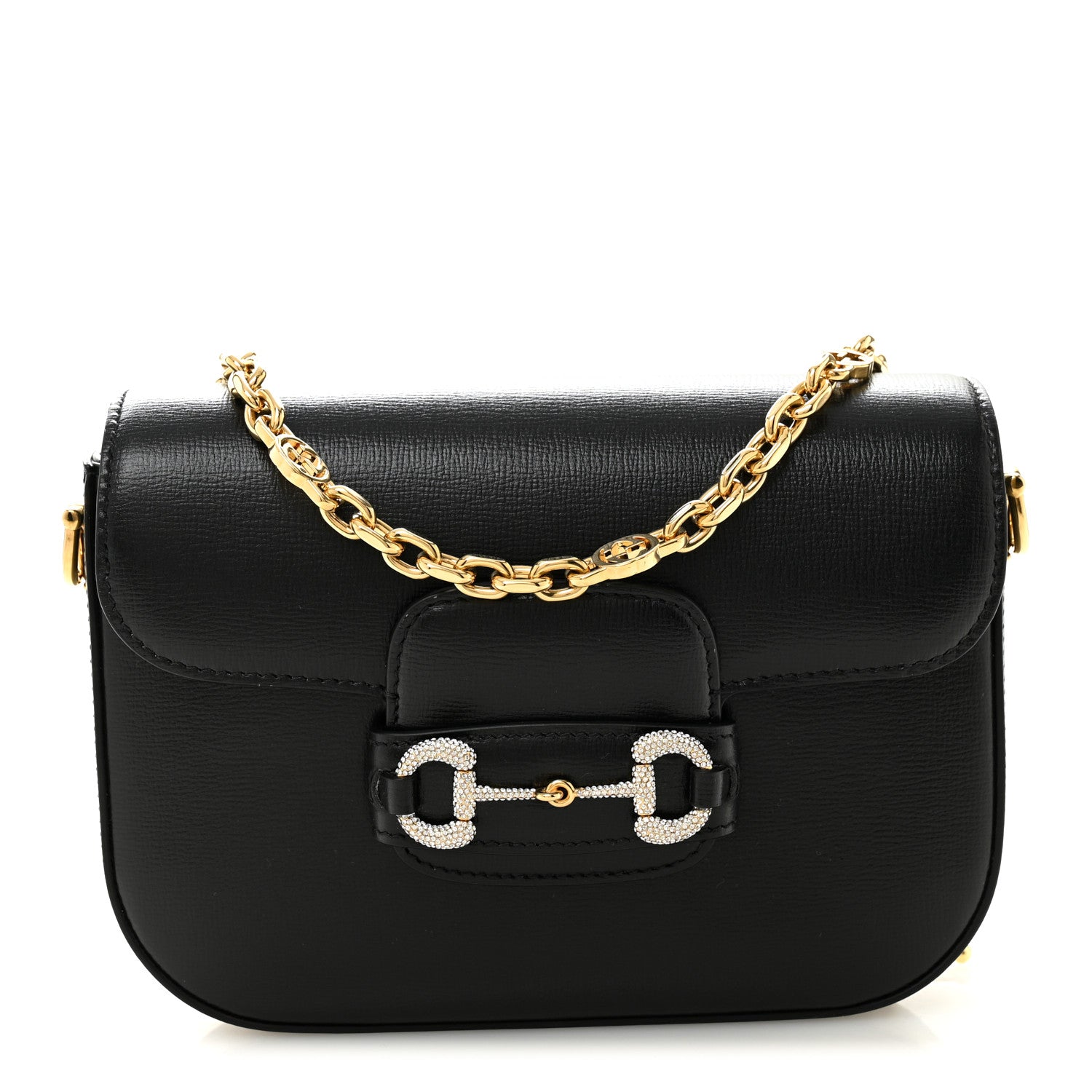 Gucci Azalea Calfskin Mini Crystal Horsebit 1955 Shoulder Bag Black 1 of 11
