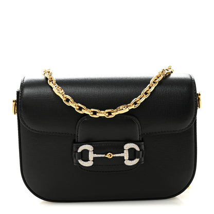 Gucci Azalea Calfskin Mini Crystal Horsebit 1955 Shoulder Bag Black 1 of 11