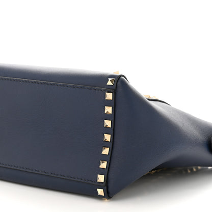 Valentino Garavani Vitello Rockstud Double Handle Tote Marine 10 of 10