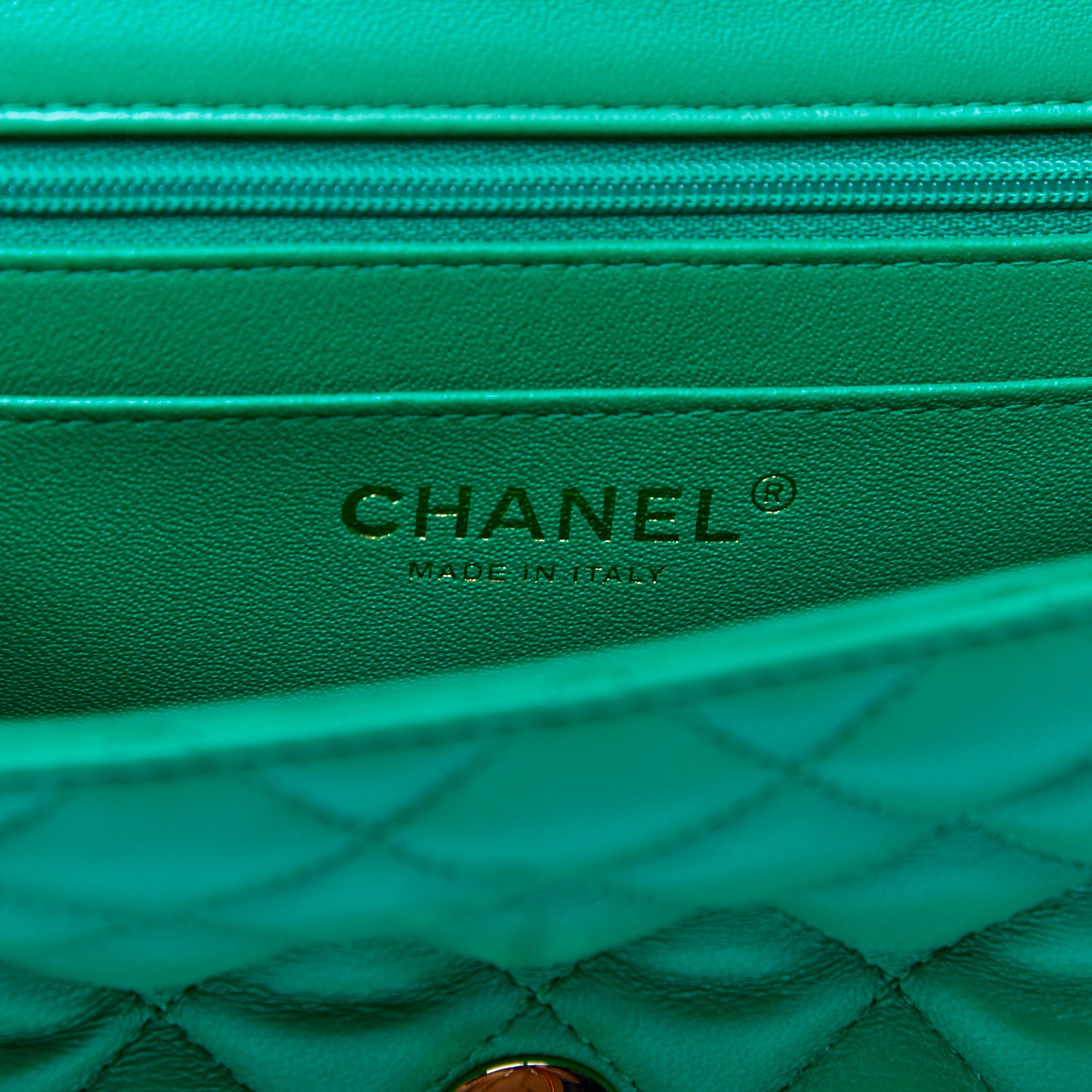 Lambskin Quilted Mini Square Flap Green