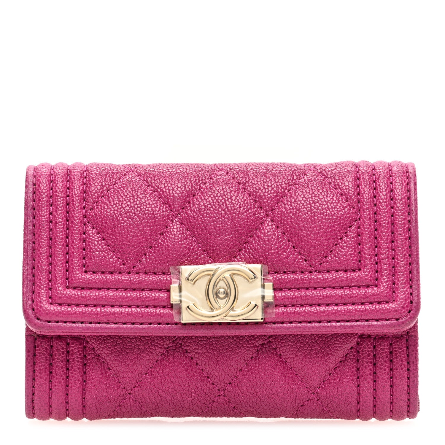 Chanel Caviar Quilted Boy Flap Card Holder Wallet Fuchsia 1 of 7