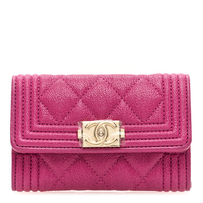 Chanel Caviar Quilted Boy Flap Card Holder Wallet Fuchsia 1 of 7