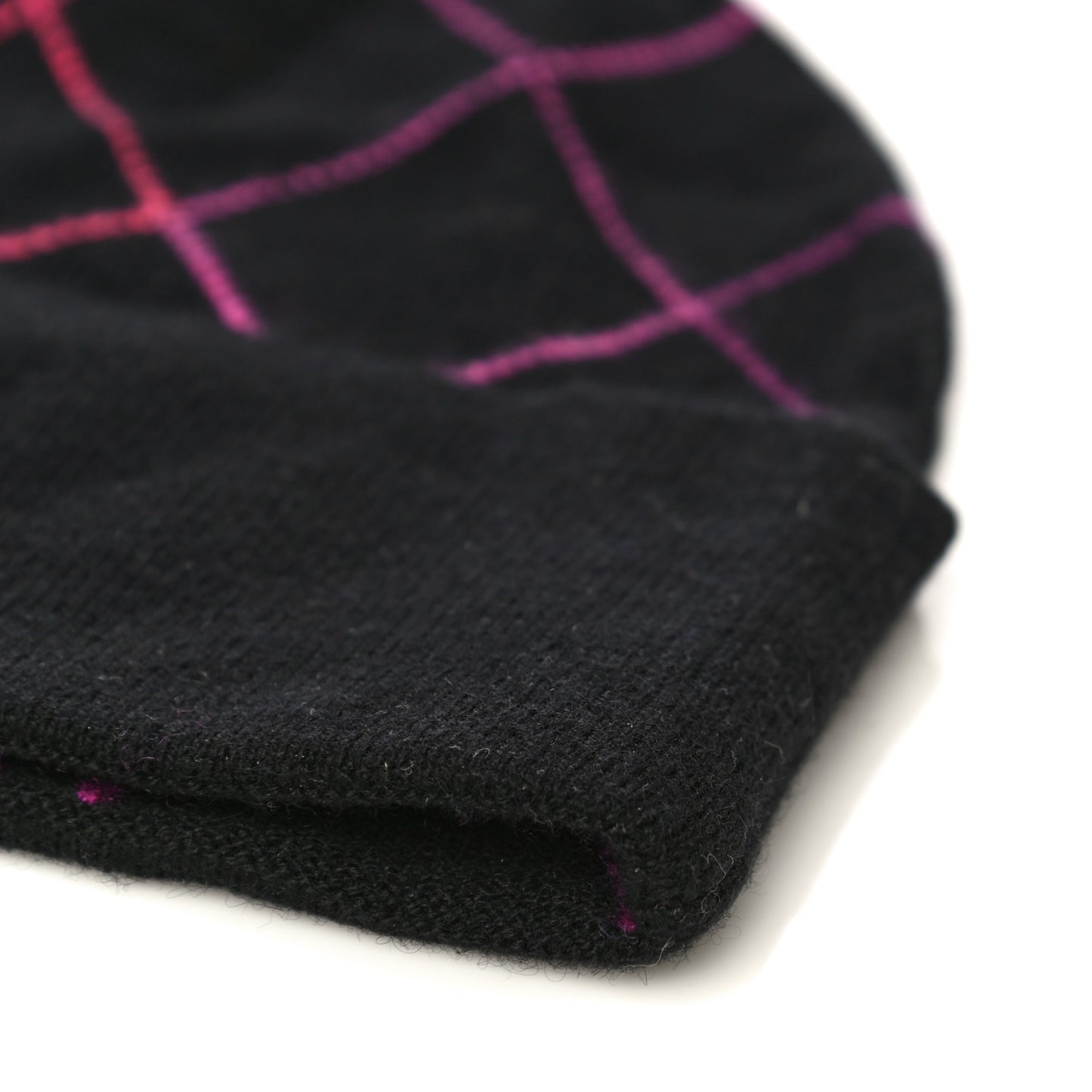 Wool Cashmere Quilted CC Beanie Hat Black Pink Purple