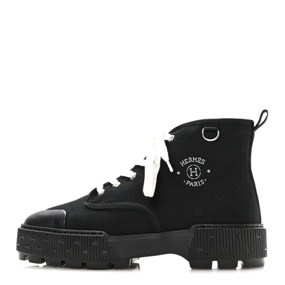 Hermes Canvas Calfskin Itineraire Ankle Boot 39 Black 1 of 9