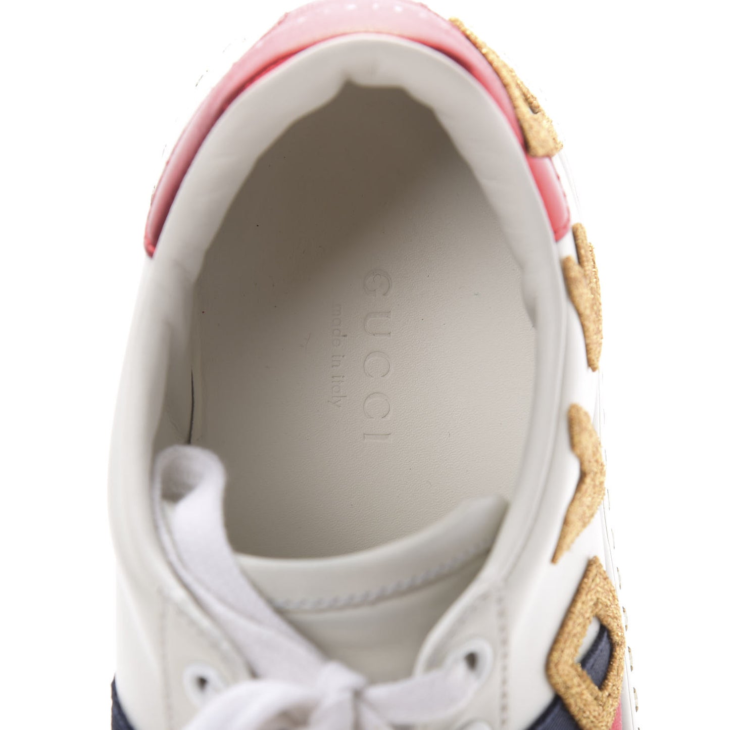 Calfskin Crystal Web LOVED Embroidered Womens Ace Platform Sneakers 36 White Red Flame Notte
