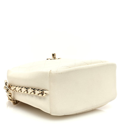 Chanel Goatskin Stitched Casual Trip North South Camera Case White 4 of 12