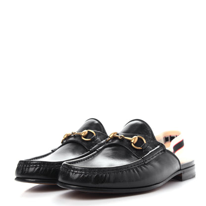 Gucci Goatskin Stripe Mens Horsebit Slingback Slippers 9.5 Black 3 of 11