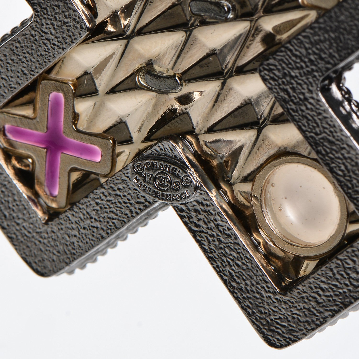 Chanel Ruthenium Resin Pearl CC Cross Long Pendant Necklace Multicolor 5 of 5