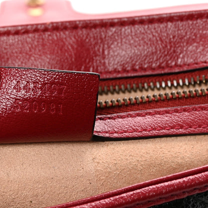 Gucci Vintage Effect Calfskin Matelasse Diagonal Small Torchon GG Marmont Shoulder Bag Black Romantic Cherry 7 of 10