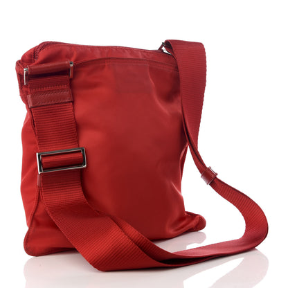 Prada Nylon Vela Saffiano Flat Messenger Bag Rosso 2 of 8