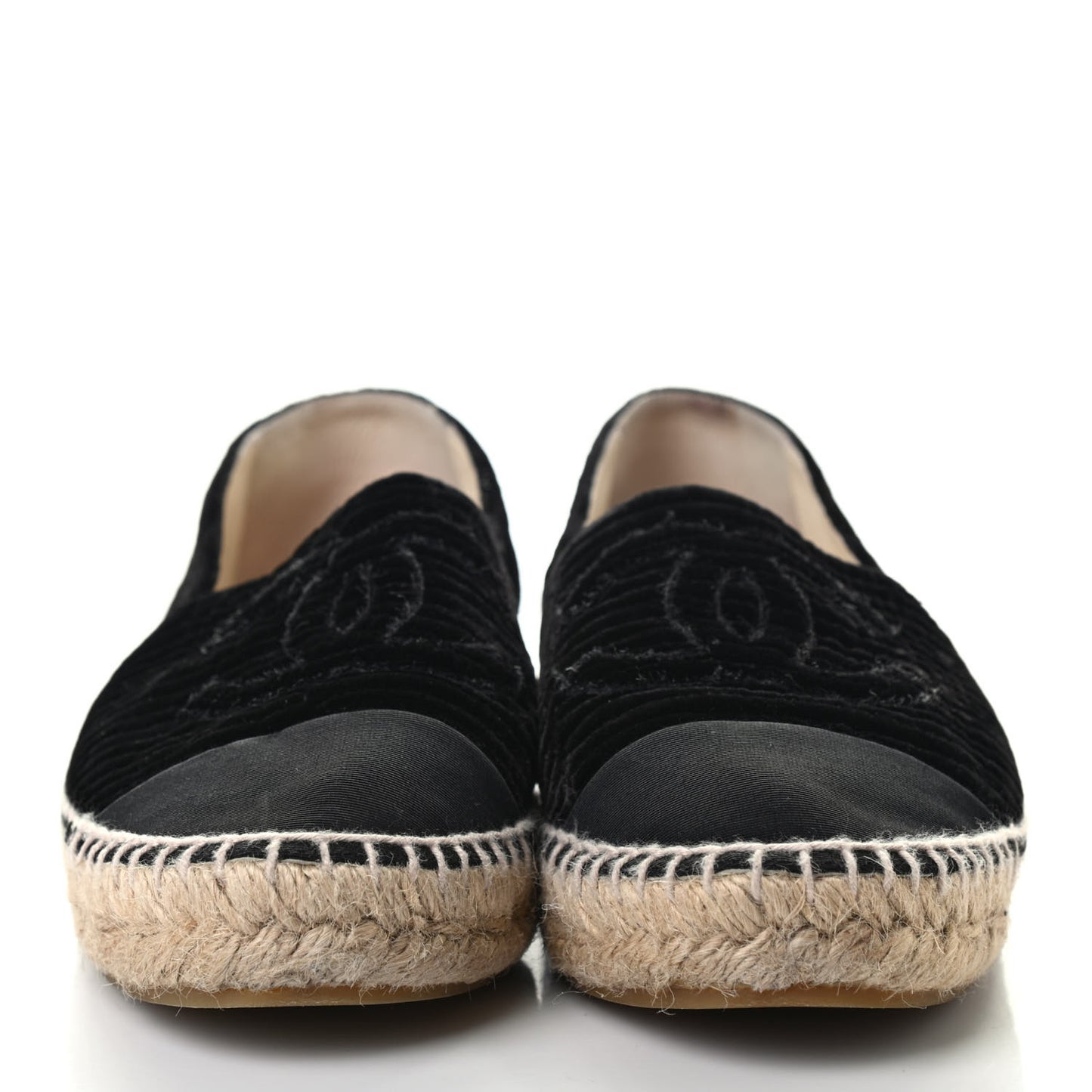 Velvet Grosgrain CC Espadrilles 39 Black