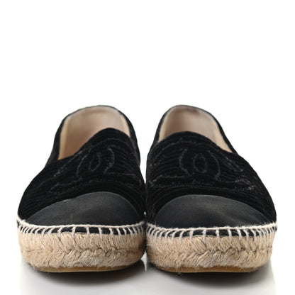 Chanel Velvet Grosgrain CC Espadrilles 39 Black 2 of 4