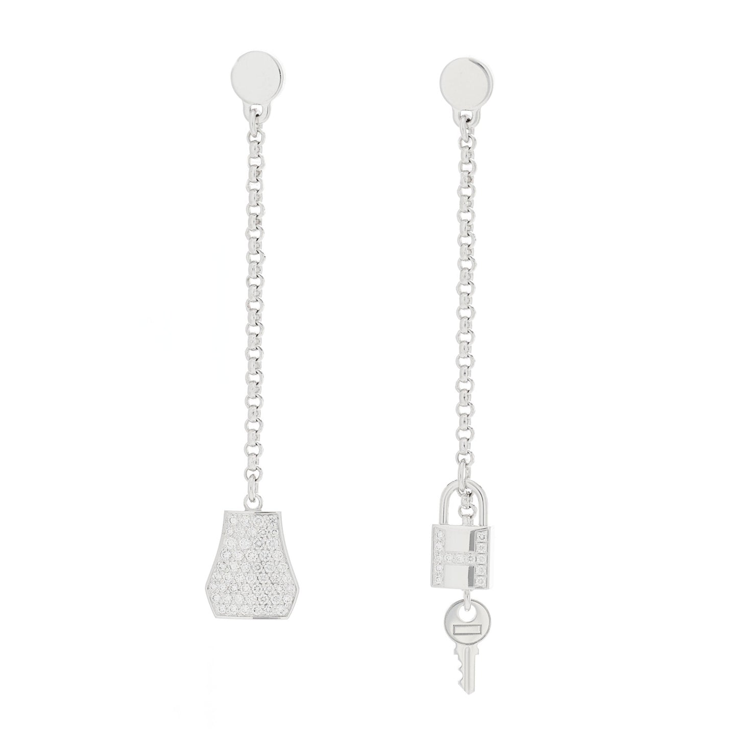 18K White Gold Diamond Kelly Clochette Drop Earrings