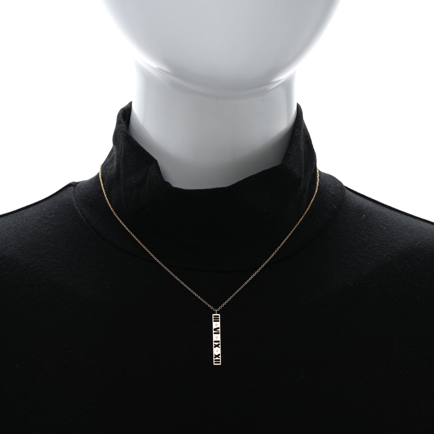 18K Rose Gold Diamond Atlas Bar Pendant Necklace