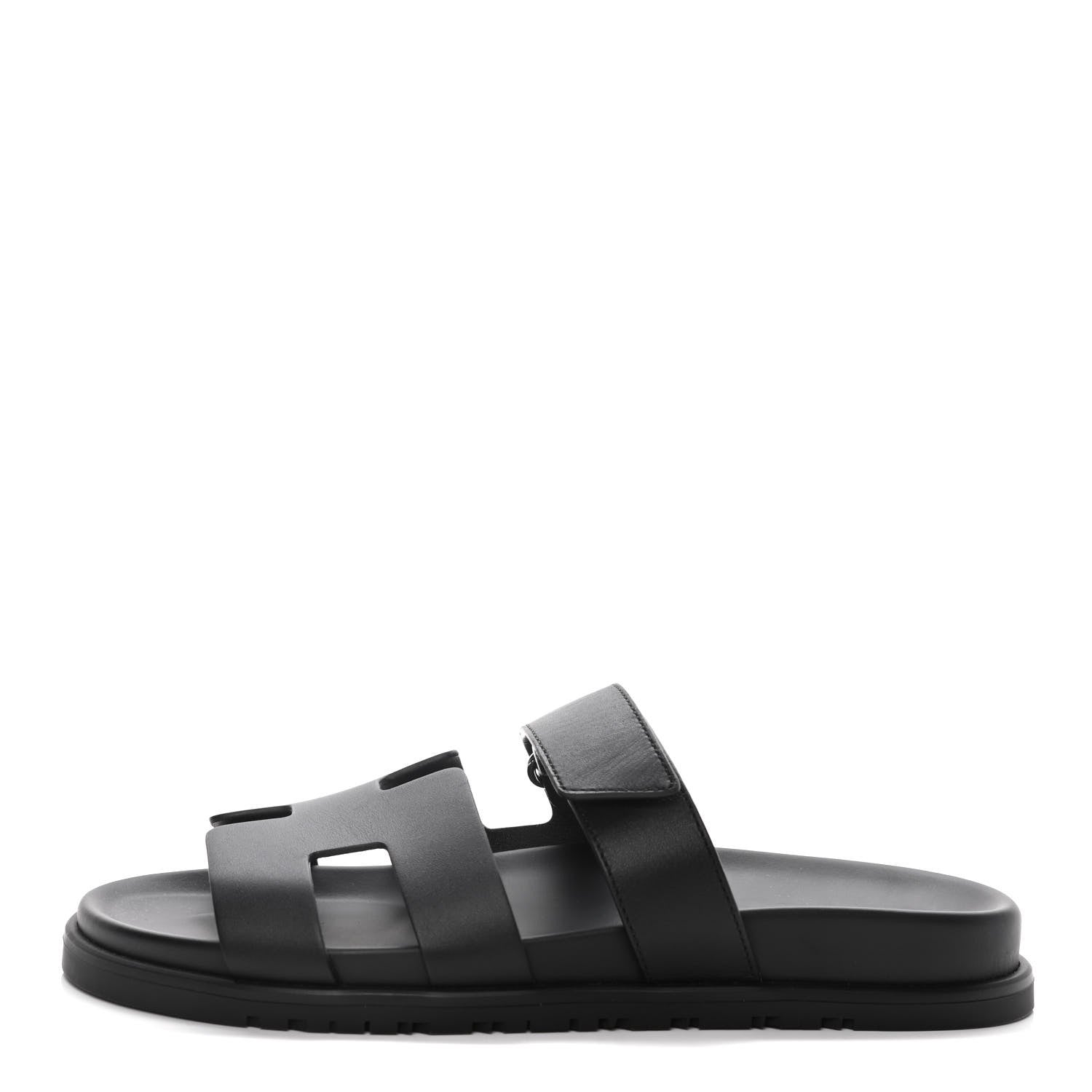 Hermes Calfskin Womens Chypre Sandals 40 Black 1 of 10