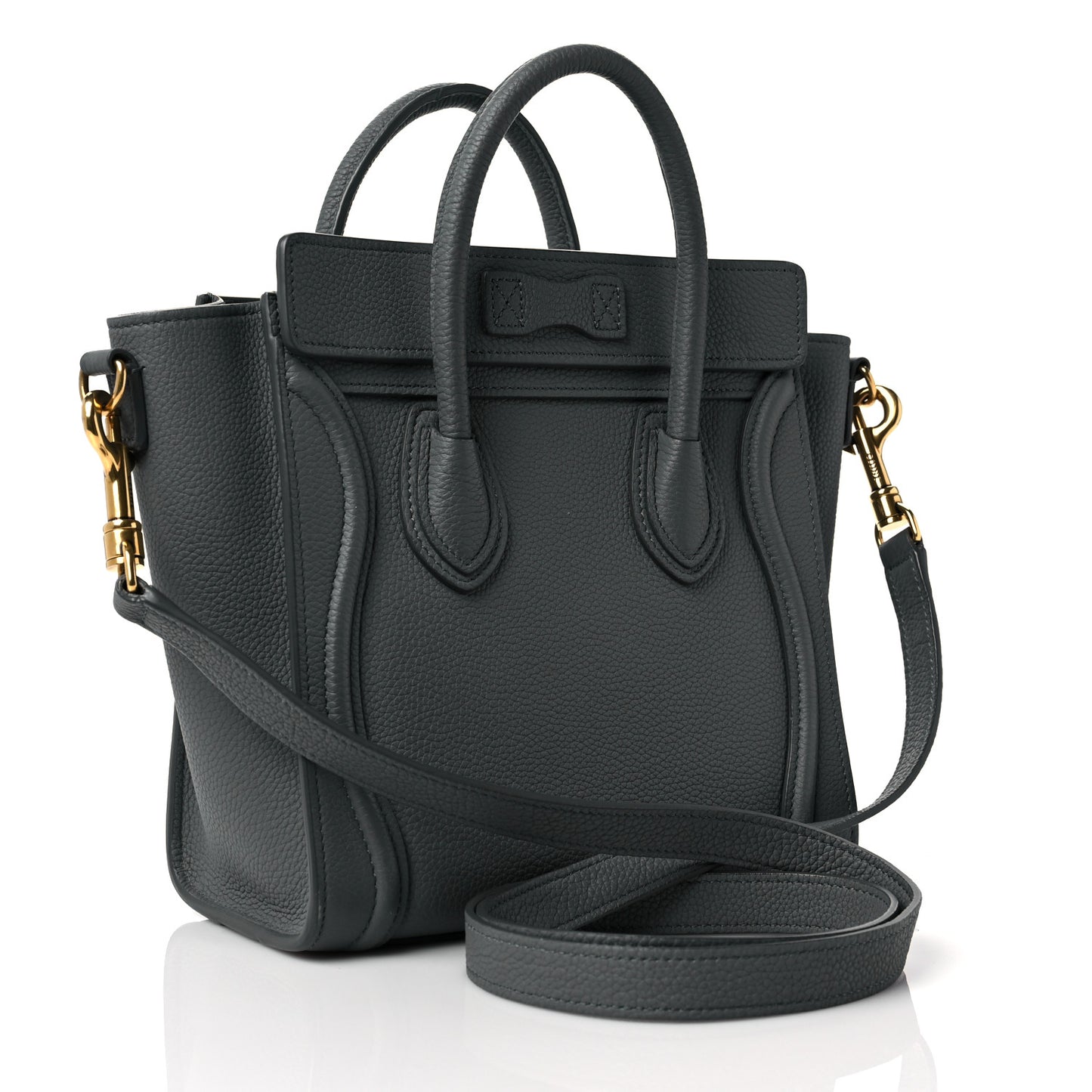 Drummed Calfskin Nano Luggage Kohl