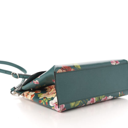 Gucci Shangai Calfskin Blooms Print Small Bamboo Daily Top Handle Bag Clear Bright Emerald Multicolor 8 of 12