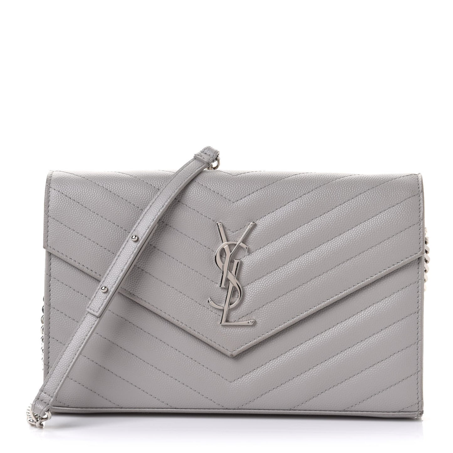Grain De Poudre Matelasse Chevron Monogram Chain Wallet Souris