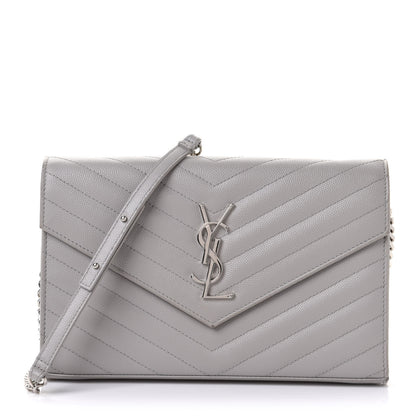 Saint Laurent Grain De Poudre Matelasse Chevron Monogram Chain Wallet Souris 1 of 10