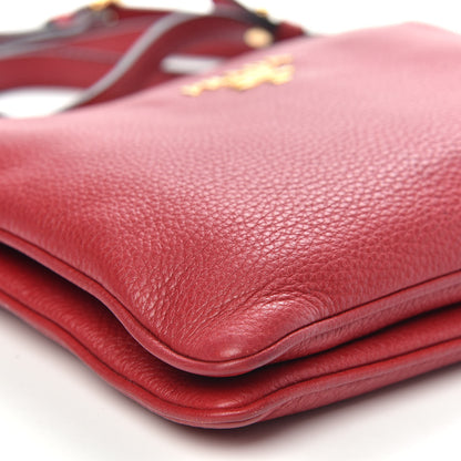 Prada Vitello Phenix Double Zip Crossbody Bag Scarlatto 9 of 10