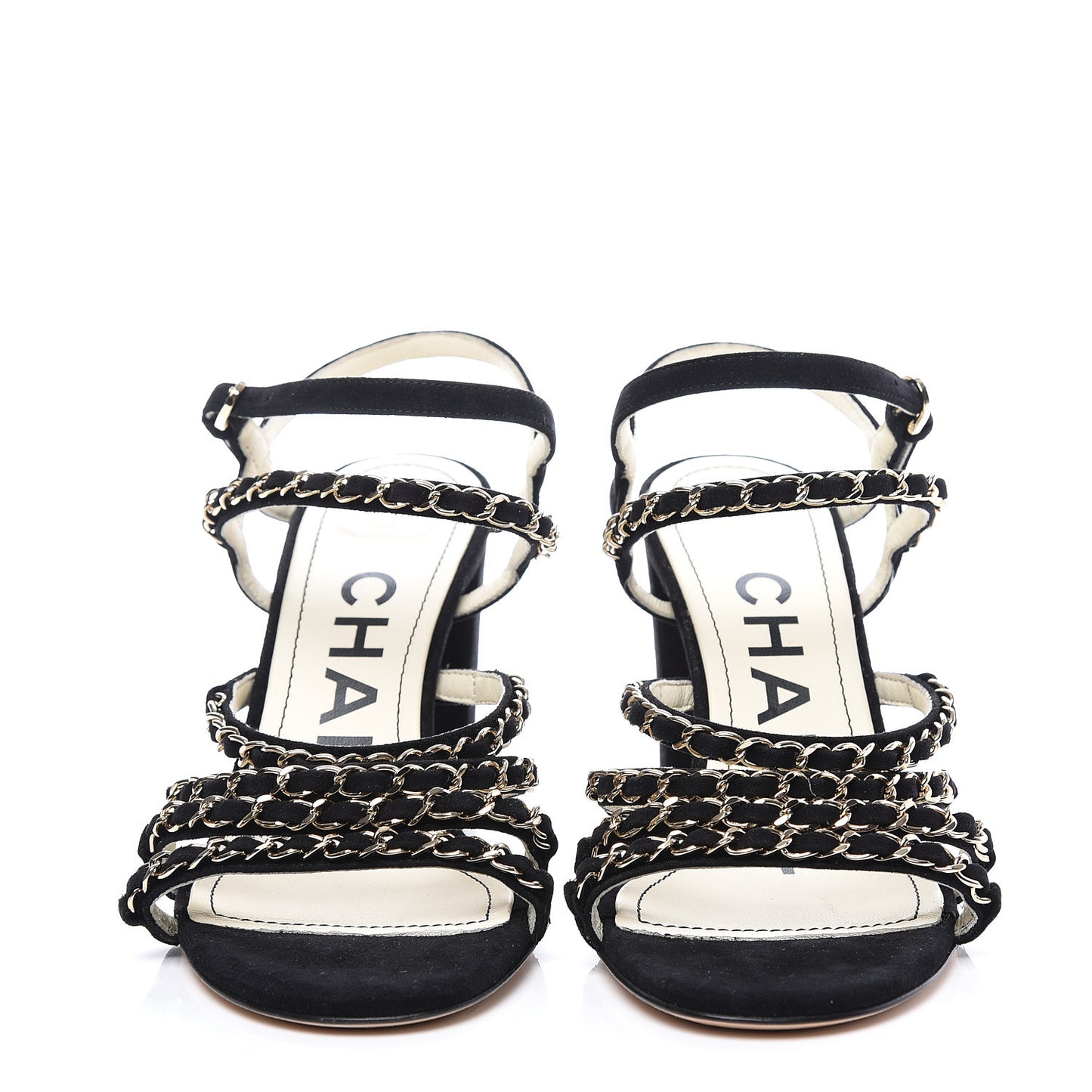 Suede Chain Sandals 38 Black