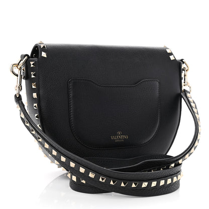 Valentino Garavani Grained Calfskin Rockstud Saddle Bag Black 3 of 11