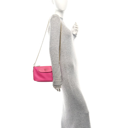 Prada Tessuto Nylon Saffiano Bandoliera Crossbody Bag Fuxia 2 of 9