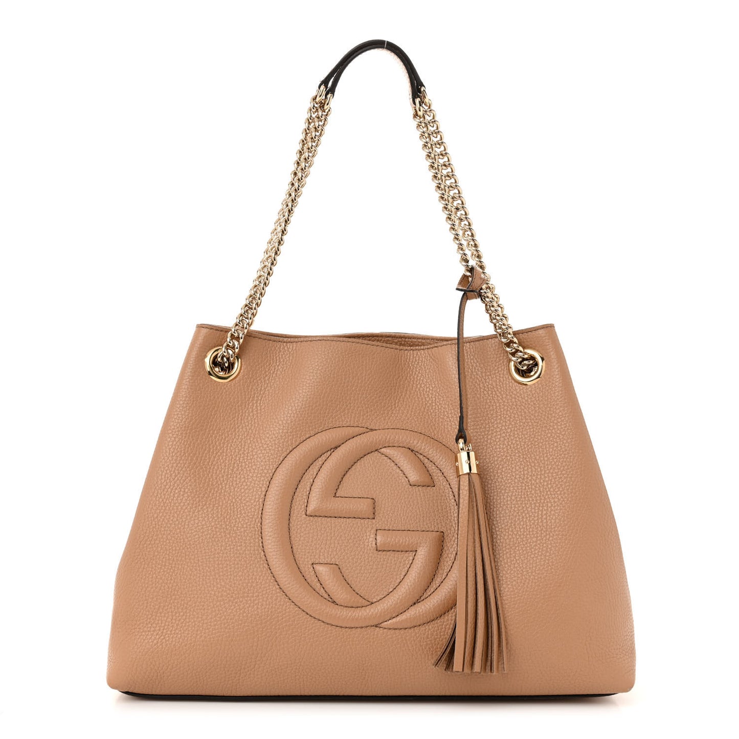 Pebbled Calfskin Medium Soho Chain Shoulder Bag Camelia