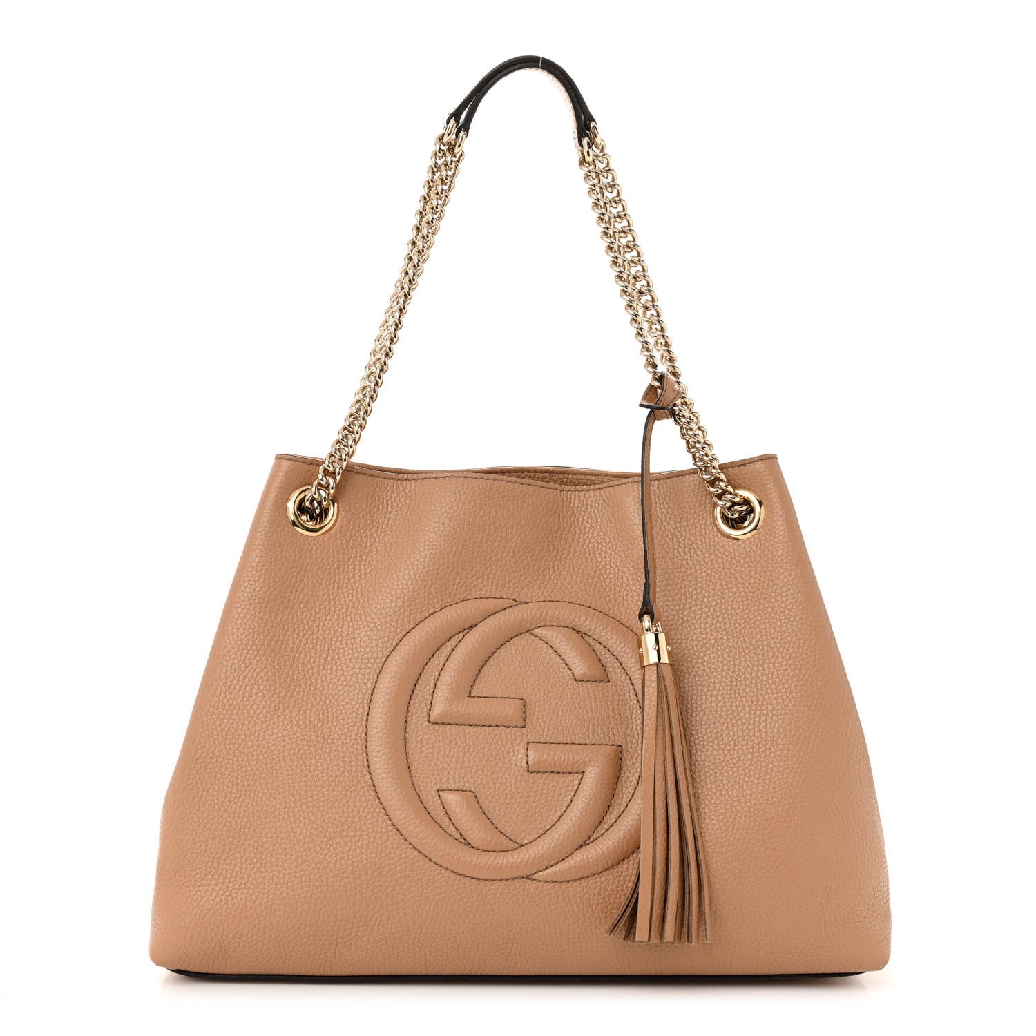 Gucci Pebbled Calfskin Medium Soho Chain Shoulder Bag Camelia 1 of 11