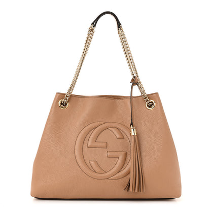 Gucci Pebbled Calfskin Medium Soho Chain Shoulder Bag Camelia 1 of 11