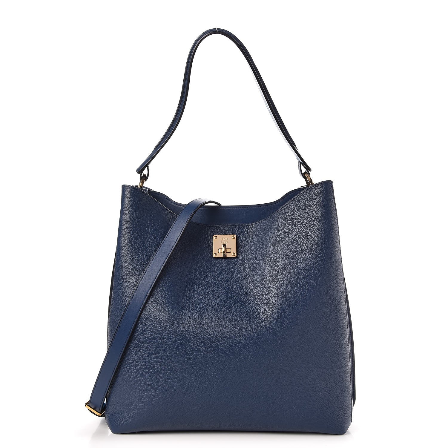 MCM Grained Calfskin Large Milla Hobo Navy Blue 1 of 18