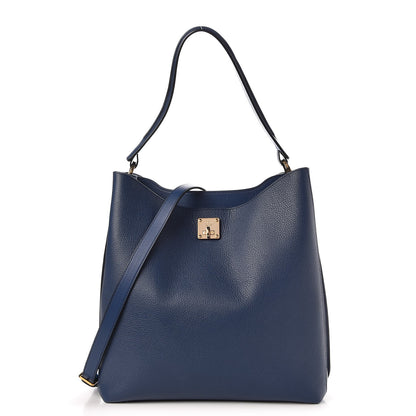 MCM Grained Calfskin Large Milla Hobo Navy Blue 1 of 18
