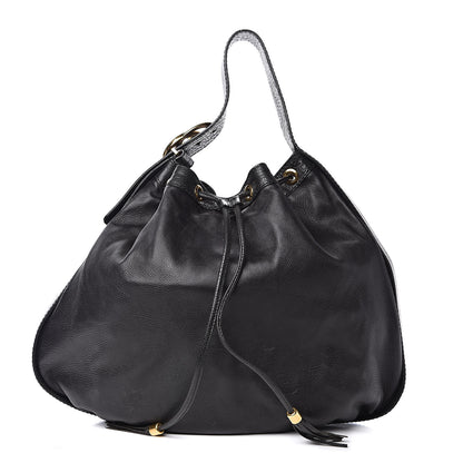 Gucci Pebbled Calfskin Medium Interlocking Icon Shoulder Bag Black 1 of 13