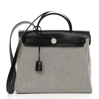 Hermes Vache Hunter Criss Viking Herbag Zip Retourne 31 PM Ecru Black 3 of 14