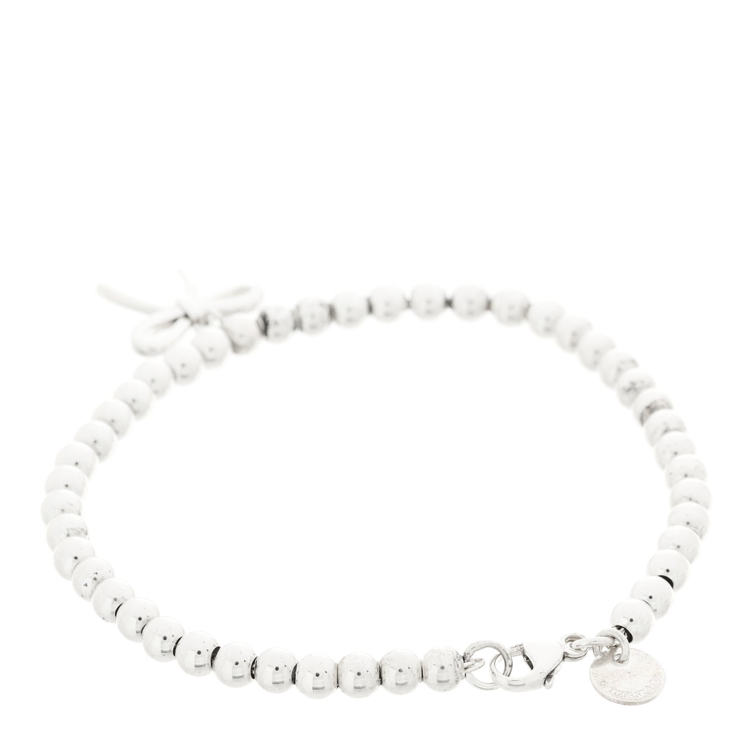 Tiffany Sterling Silver 4mm Bow Bead Bracelet 2 of 3