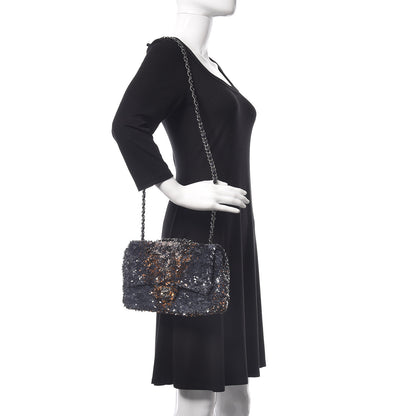 Chanel Sequin Medium Single Flap Bronze Black 2 of 9